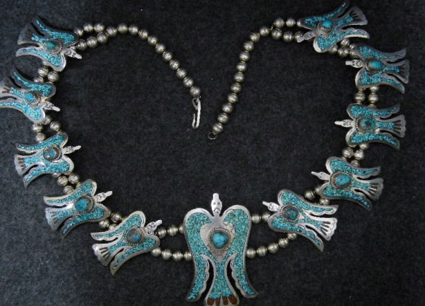 Tommy Singer Sterling Silver Chip Inlay Peyote Birds