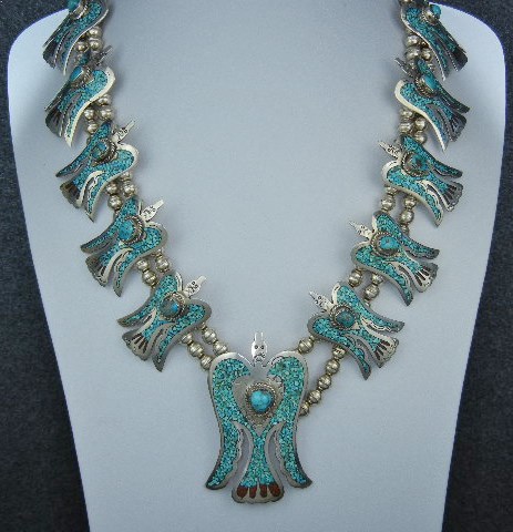Tommy Singer Sterling Silver Chip Inlay Peyote Birds
