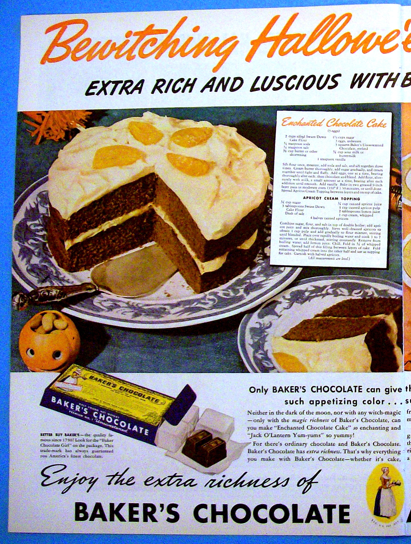 1937 Baker's Chocolate with Enchanted Chocolate Cake
