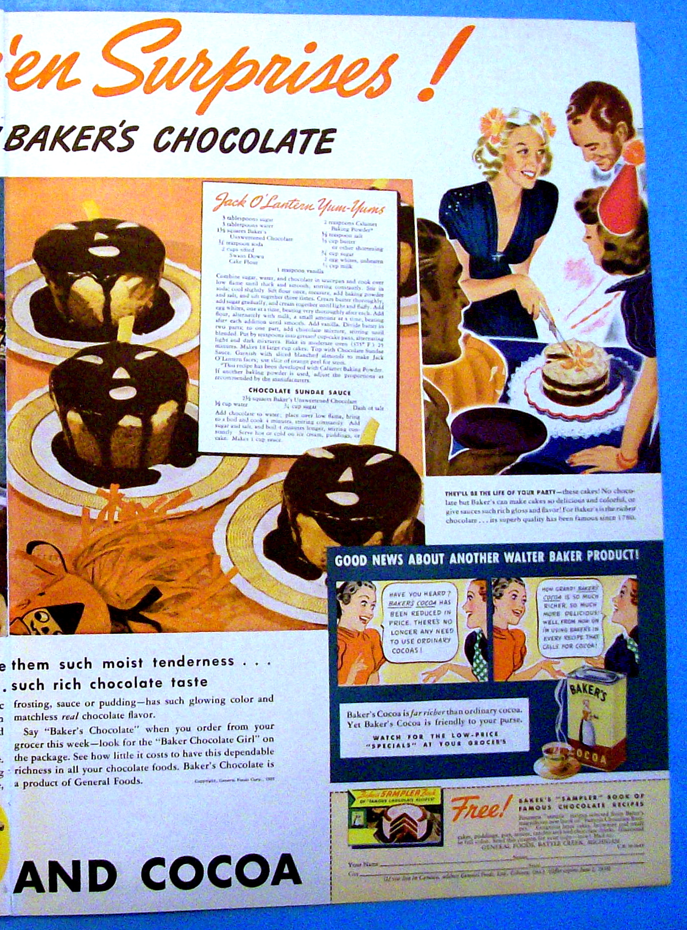 1937 Baker's Chocolate with Enchanted Chocolate Cake