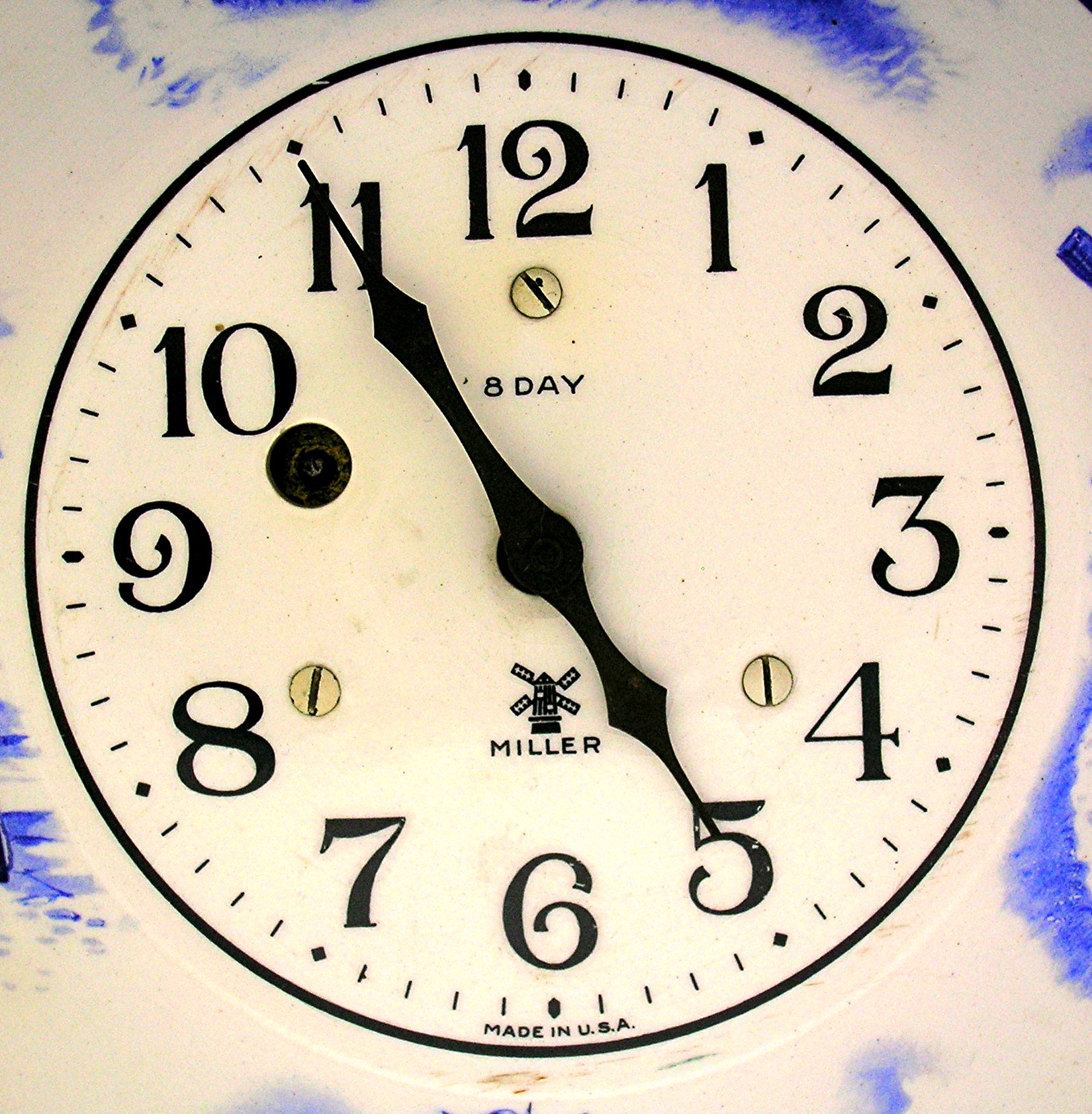 Clock Key Wind 8 Day Miller Porcelain Dutch Figures