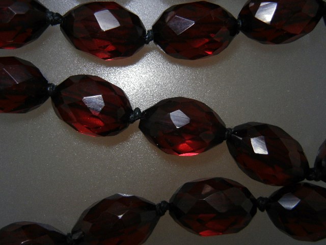 Cherry Amber Faceted Hand Knotted Necklace 50s