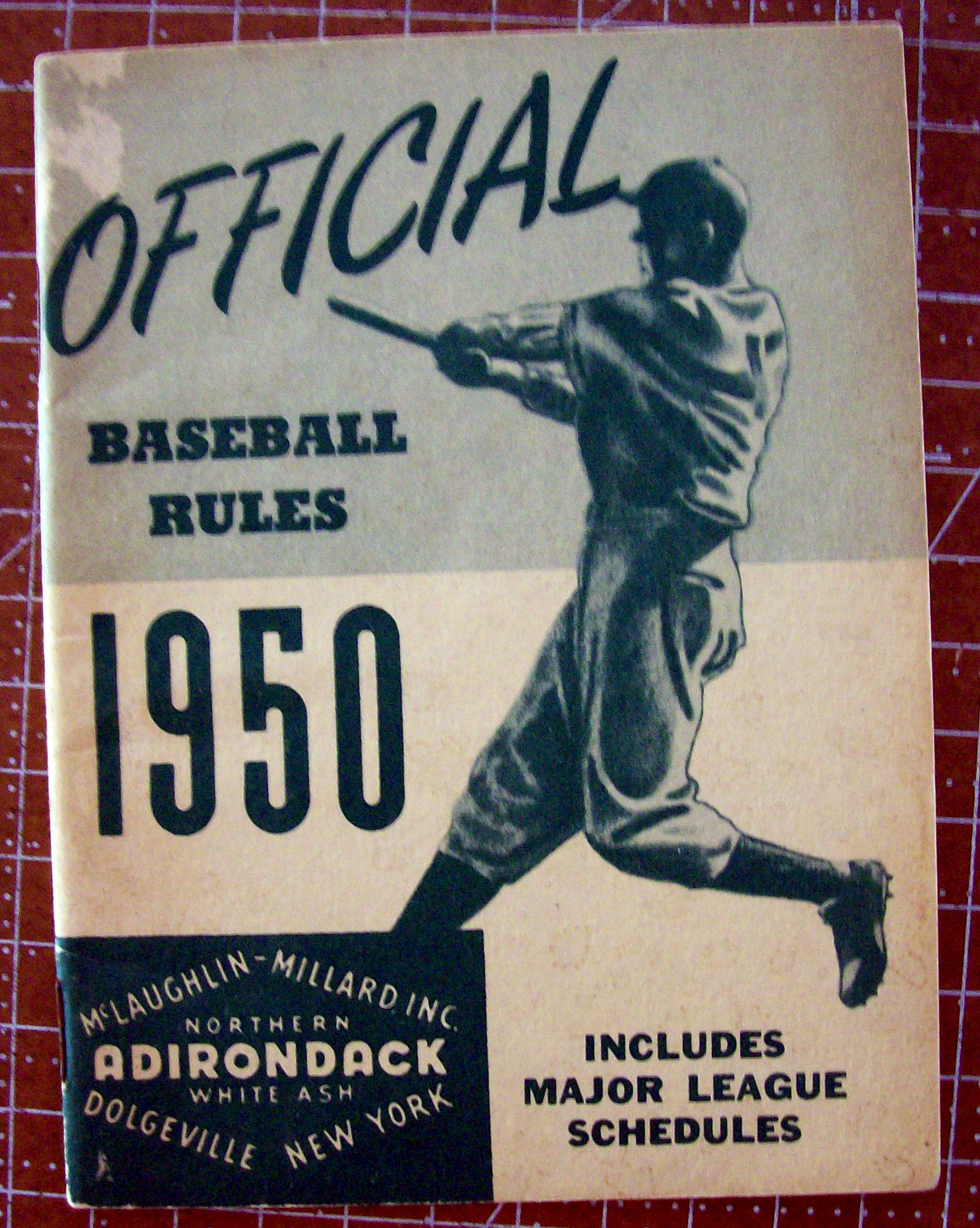 Baseball Rules By Adirondack Bats 1950