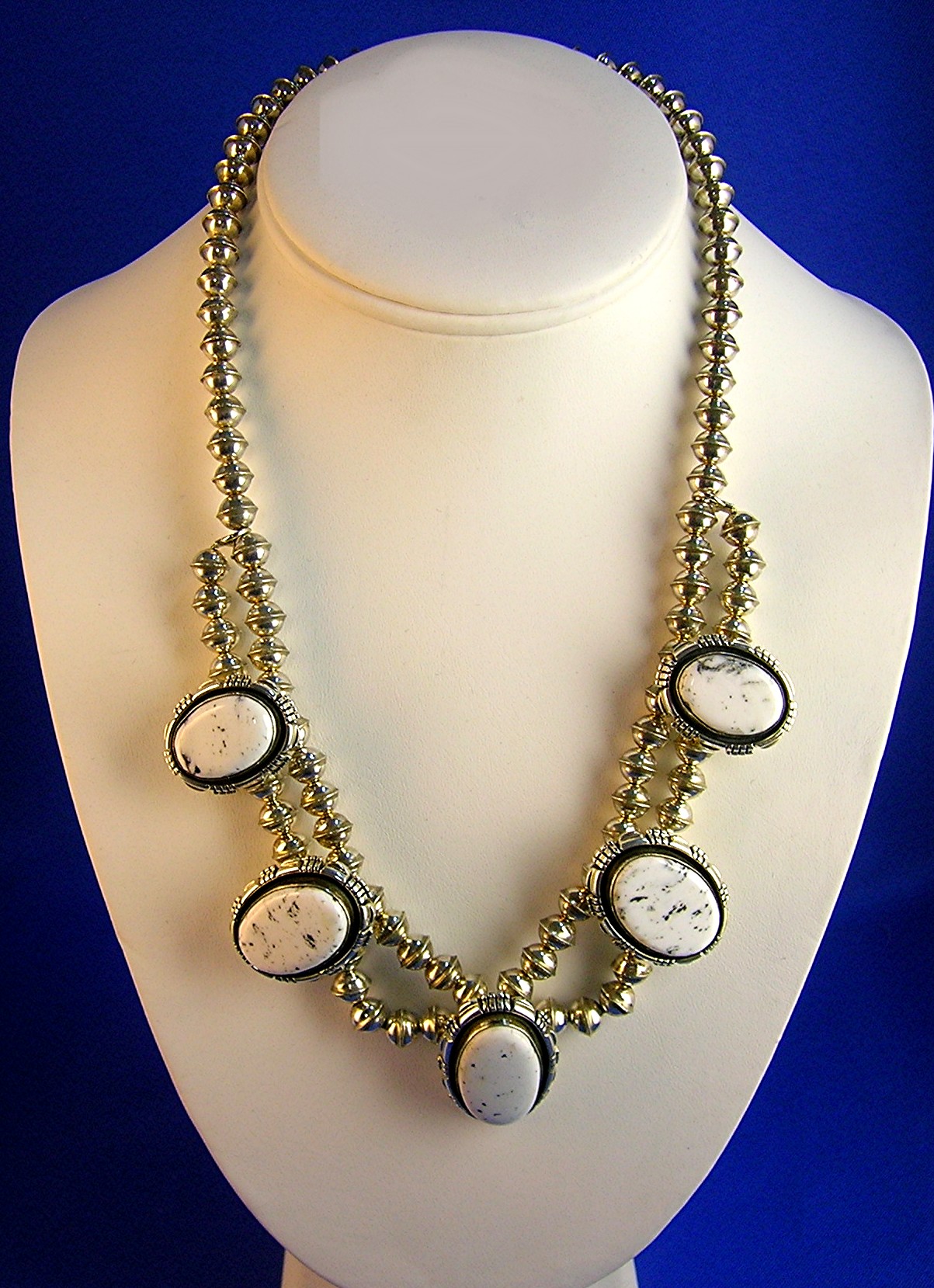 Navajo Sterling Silver White Buffalo Necklace RCC