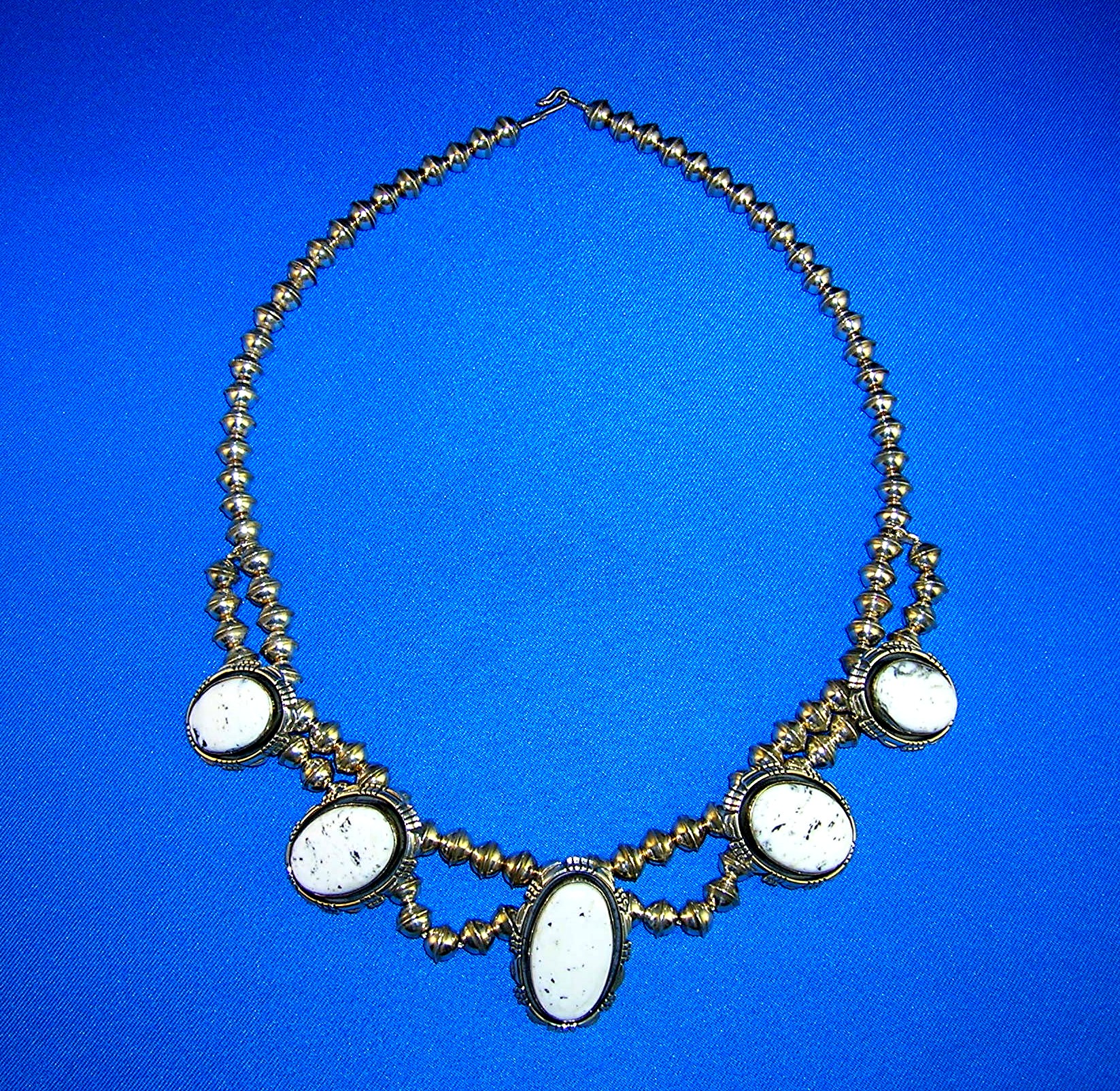 Navajo Sterling Silver White Buffalo Necklace RCC