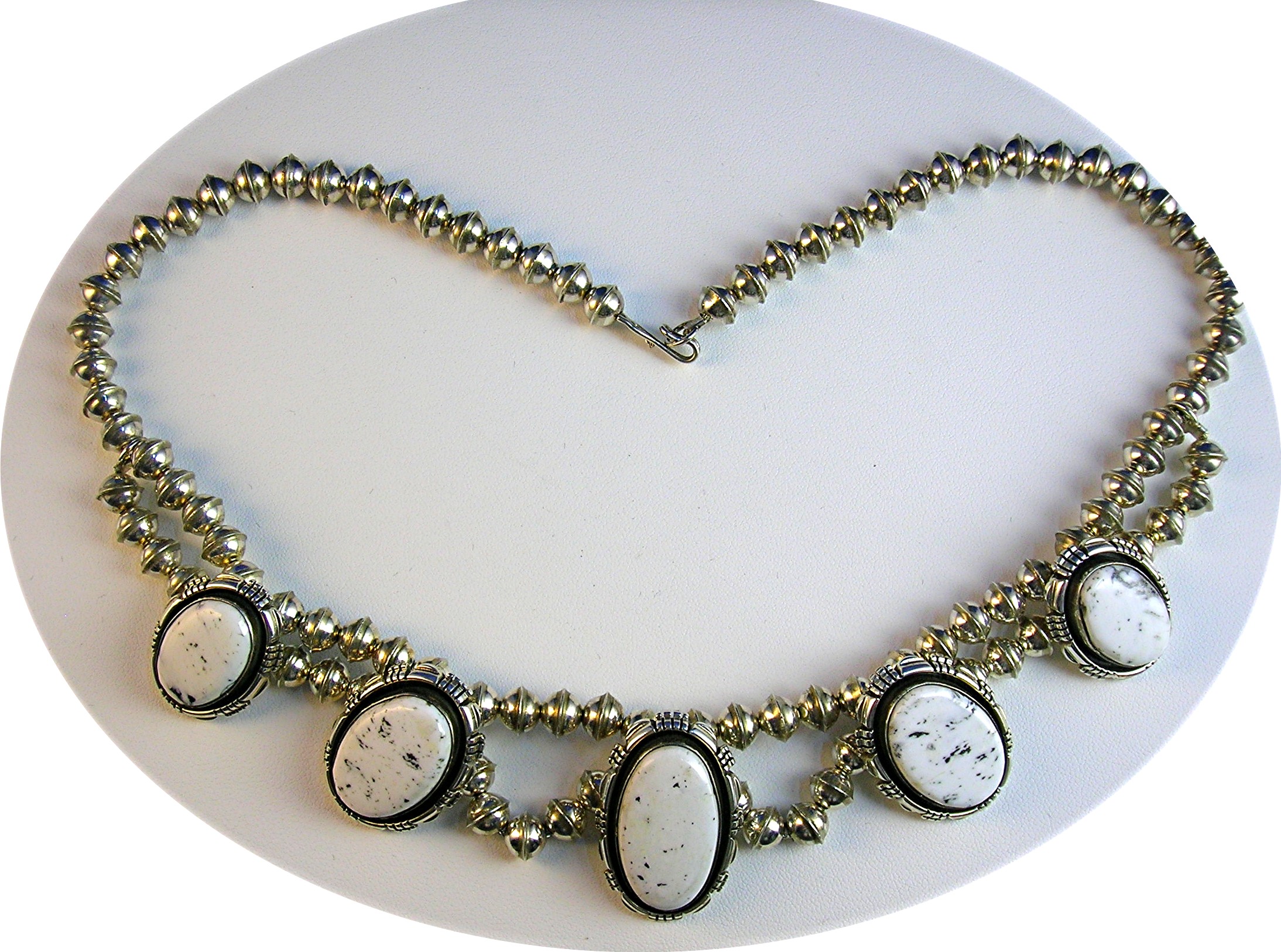 Navajo Sterling Silver White Buffalo Necklace RCC