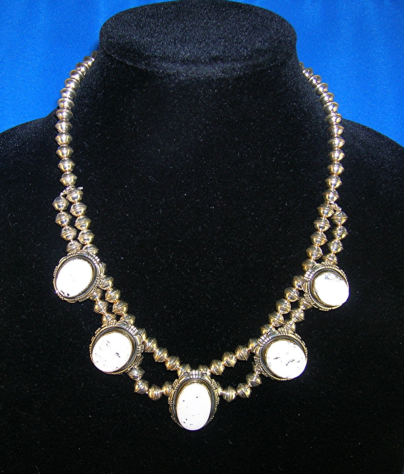Navajo Sterling Silver White Buffalo Necklace RCC