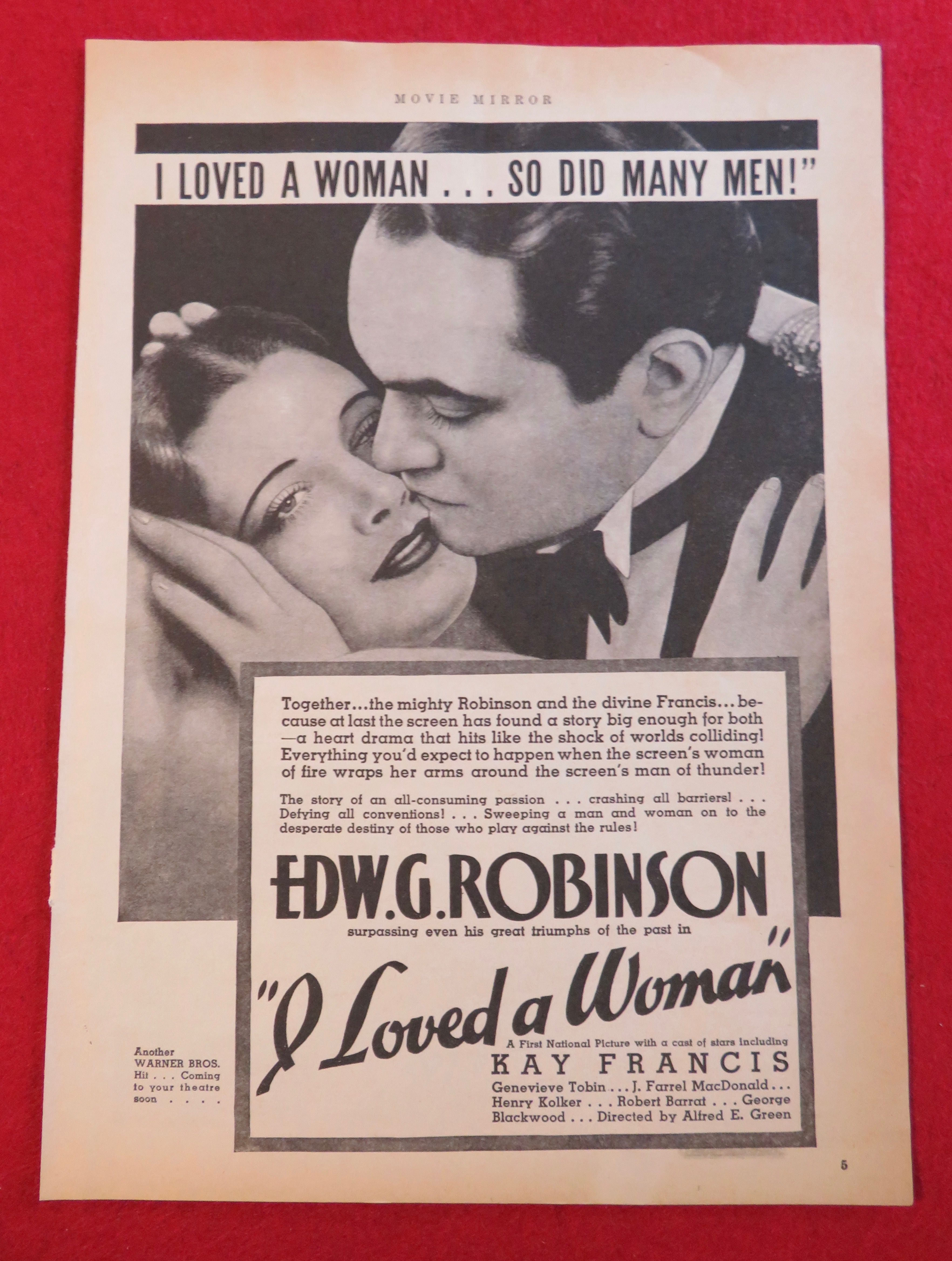1933 I Loved A Woman with Edward G Robinson