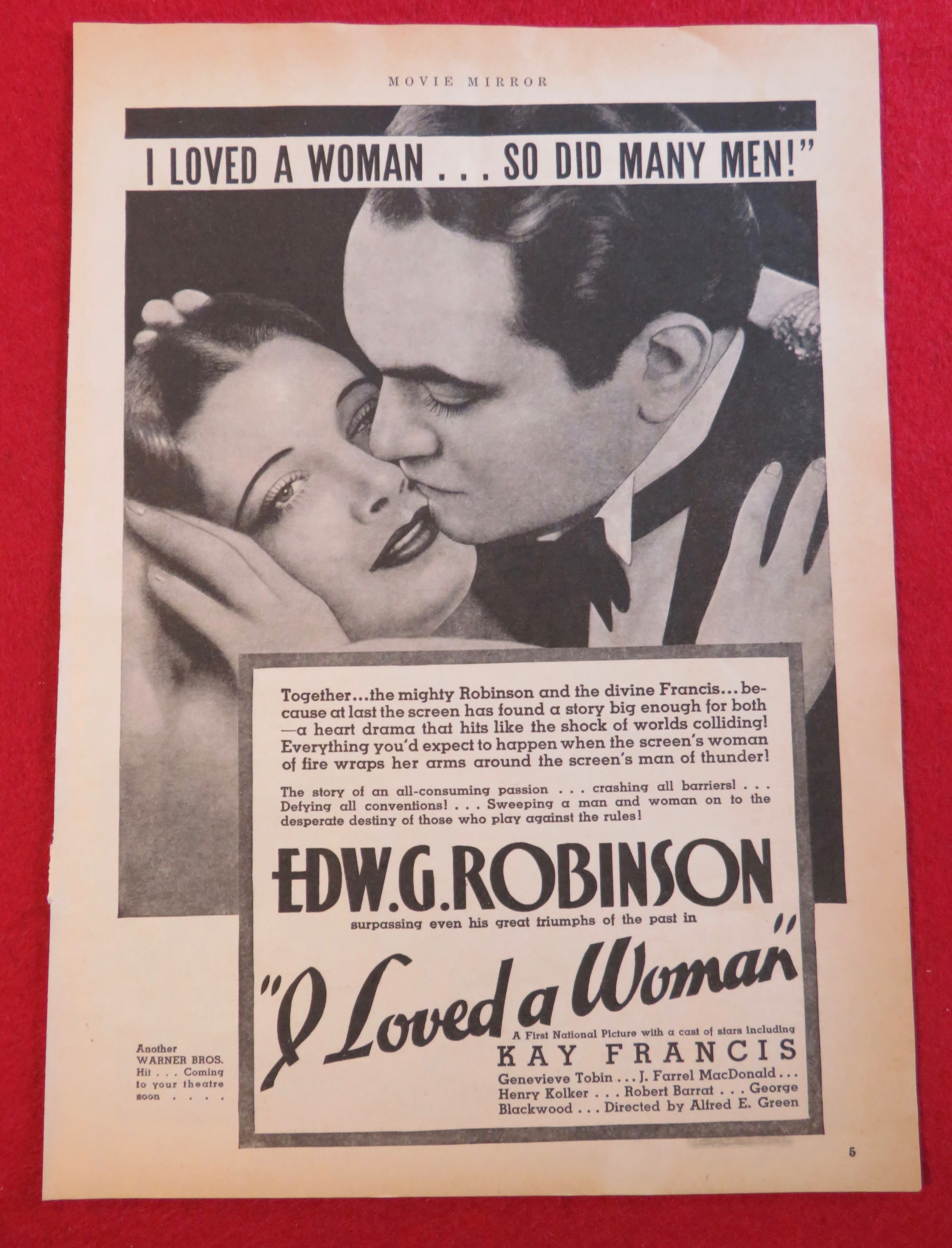 1933 I Loved A Woman with Edward G Robinson