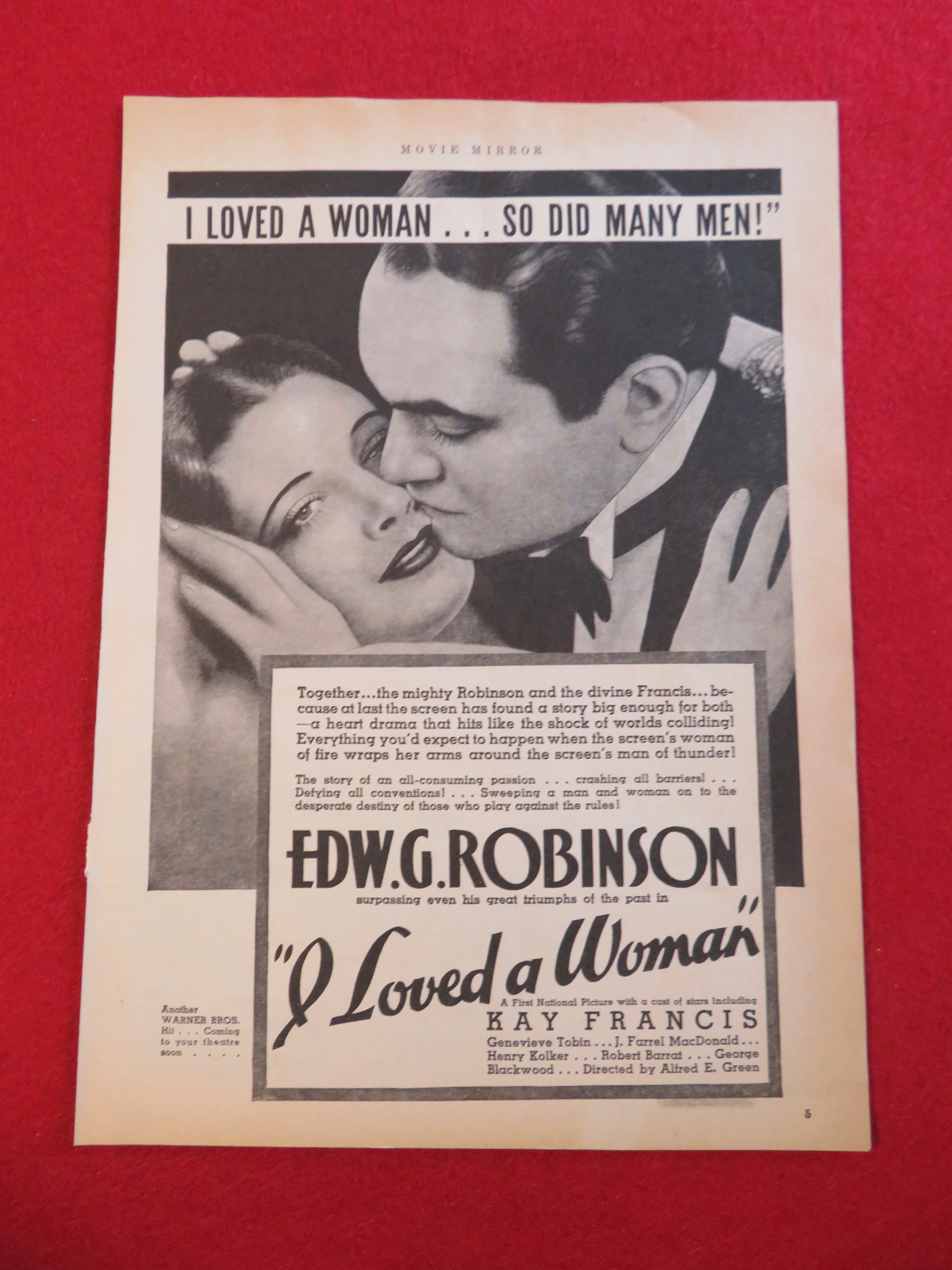 1933 I Loved A Woman with Edward G Robinson