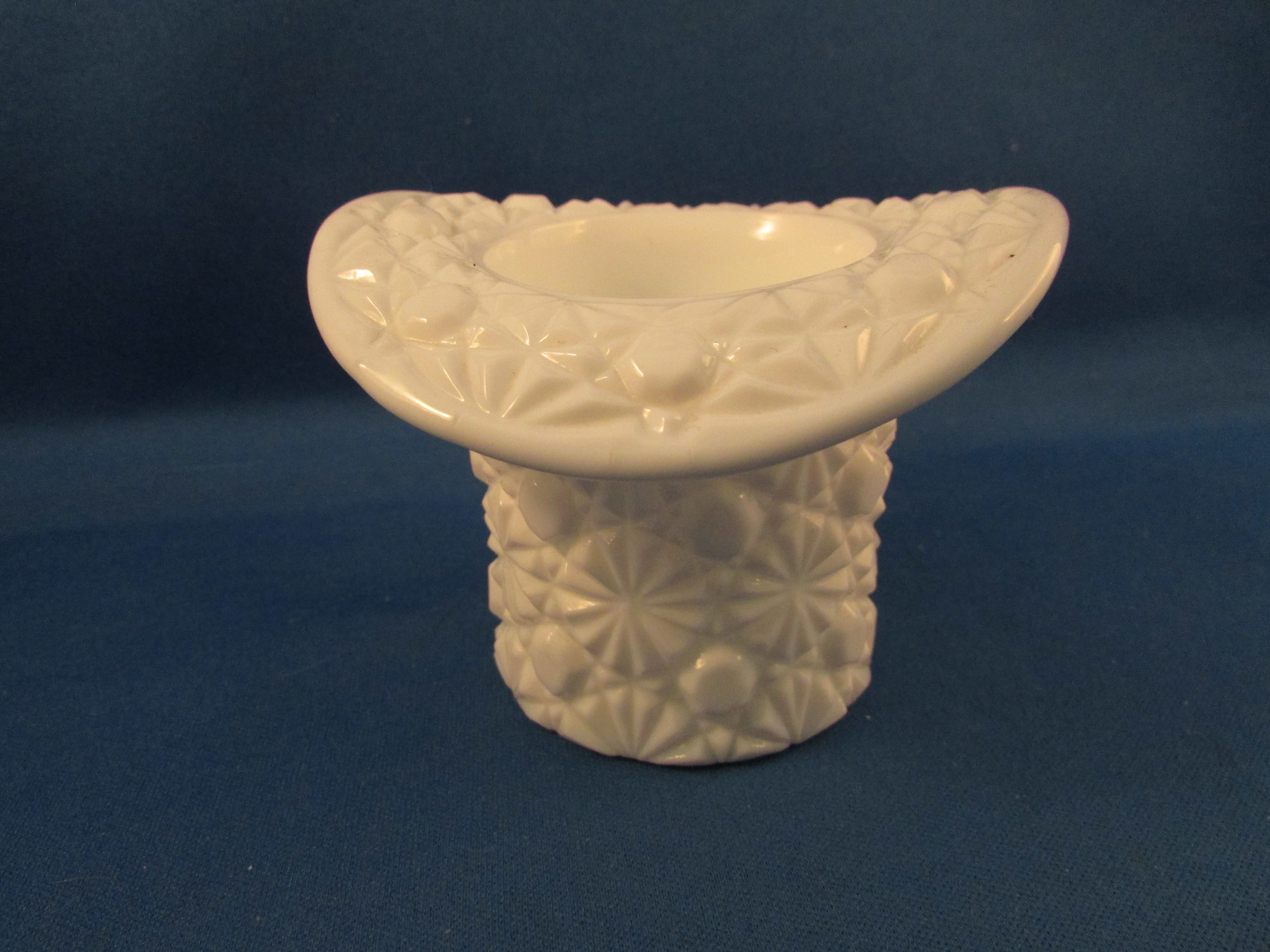 Daisy and Button Milk Glass Top Hat Toothpick Holder