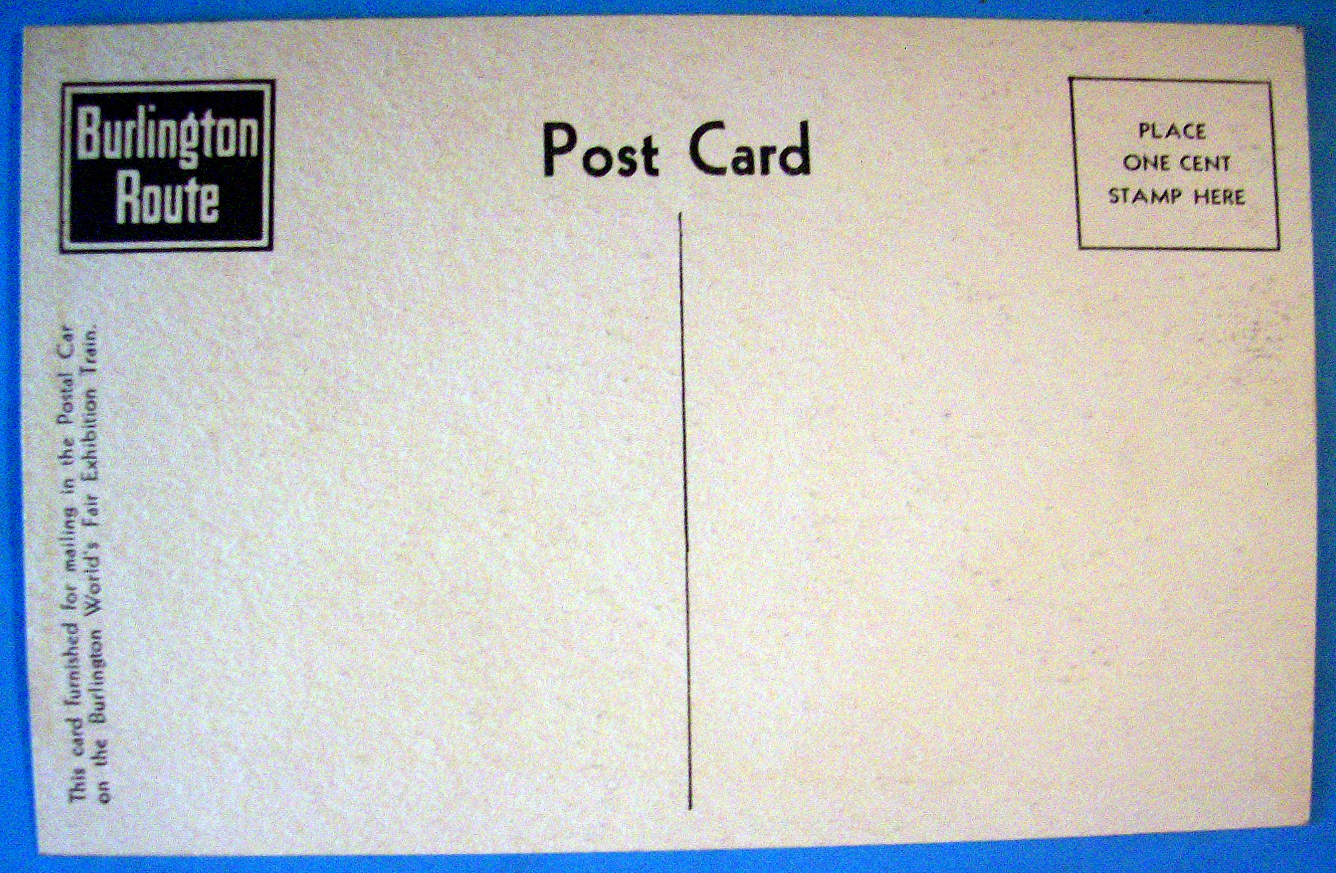 1934 Century Of Progress, Burlington Route Postcard