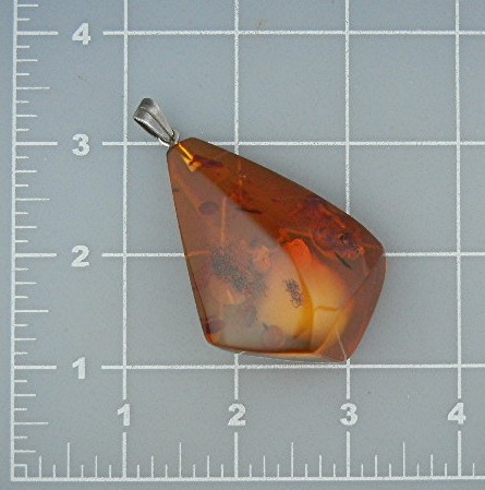 Baltic Amber Bugs Leaves Silver Large Pendant