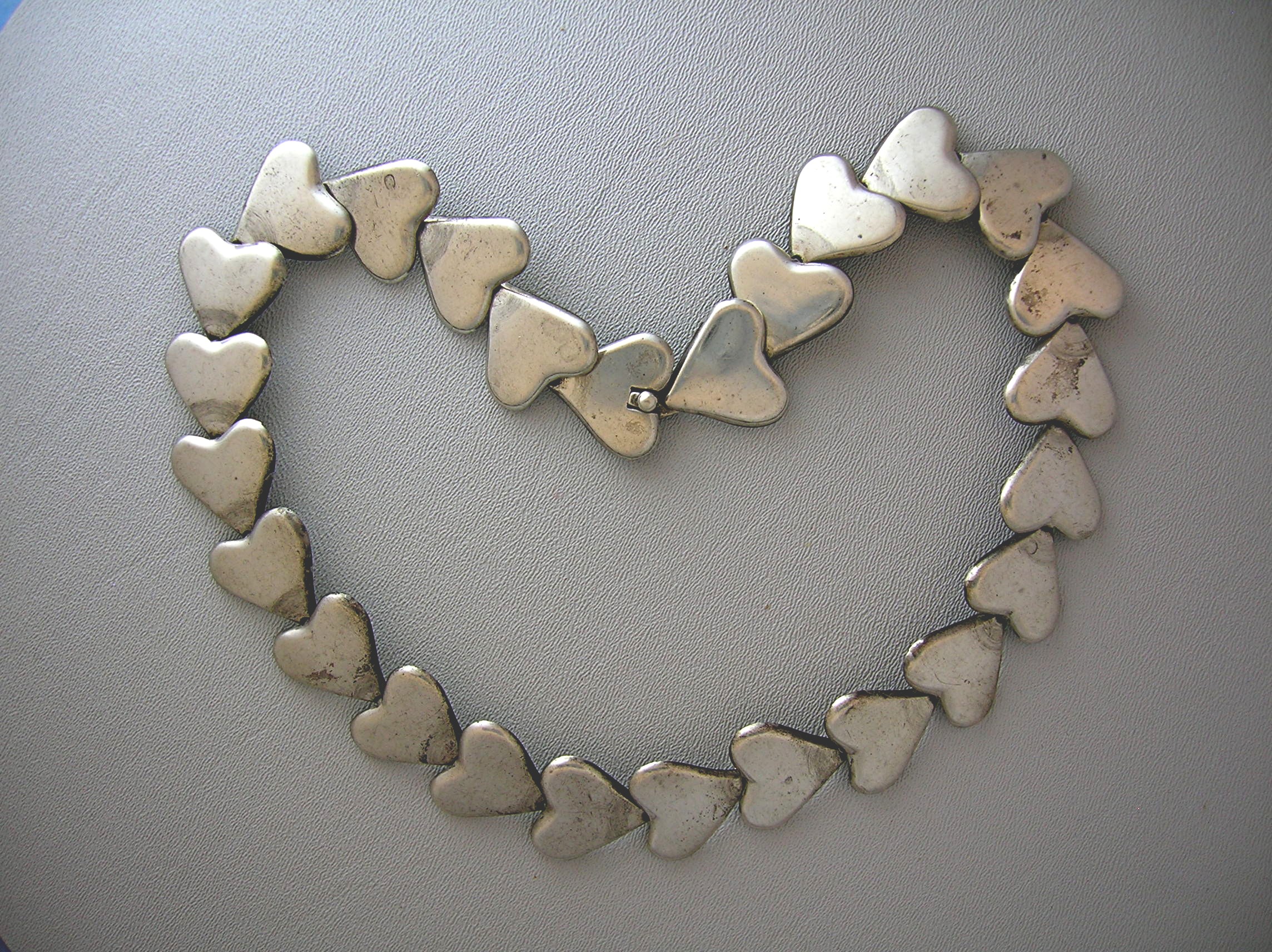 Taxco Sterling Silver Hearts Necklace TP 22 Mexico