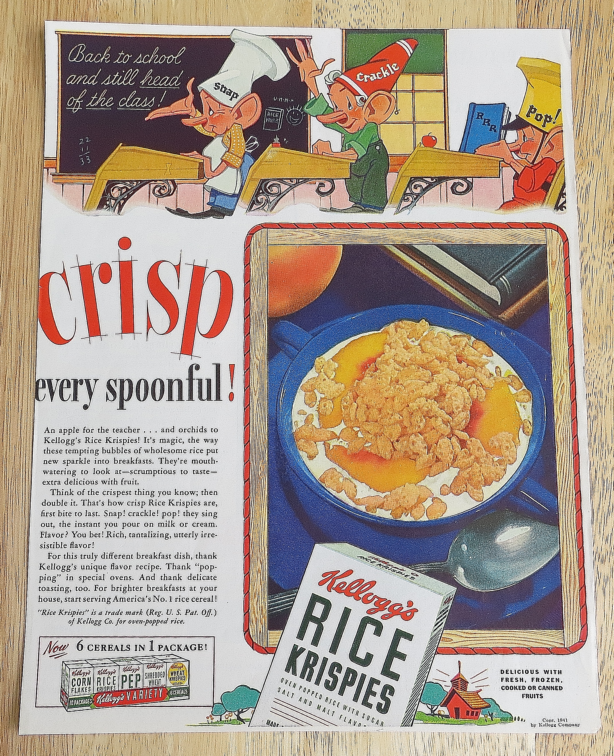 1941 Kellogg's Rice Krispies W/ Snap, Crackle & Pop