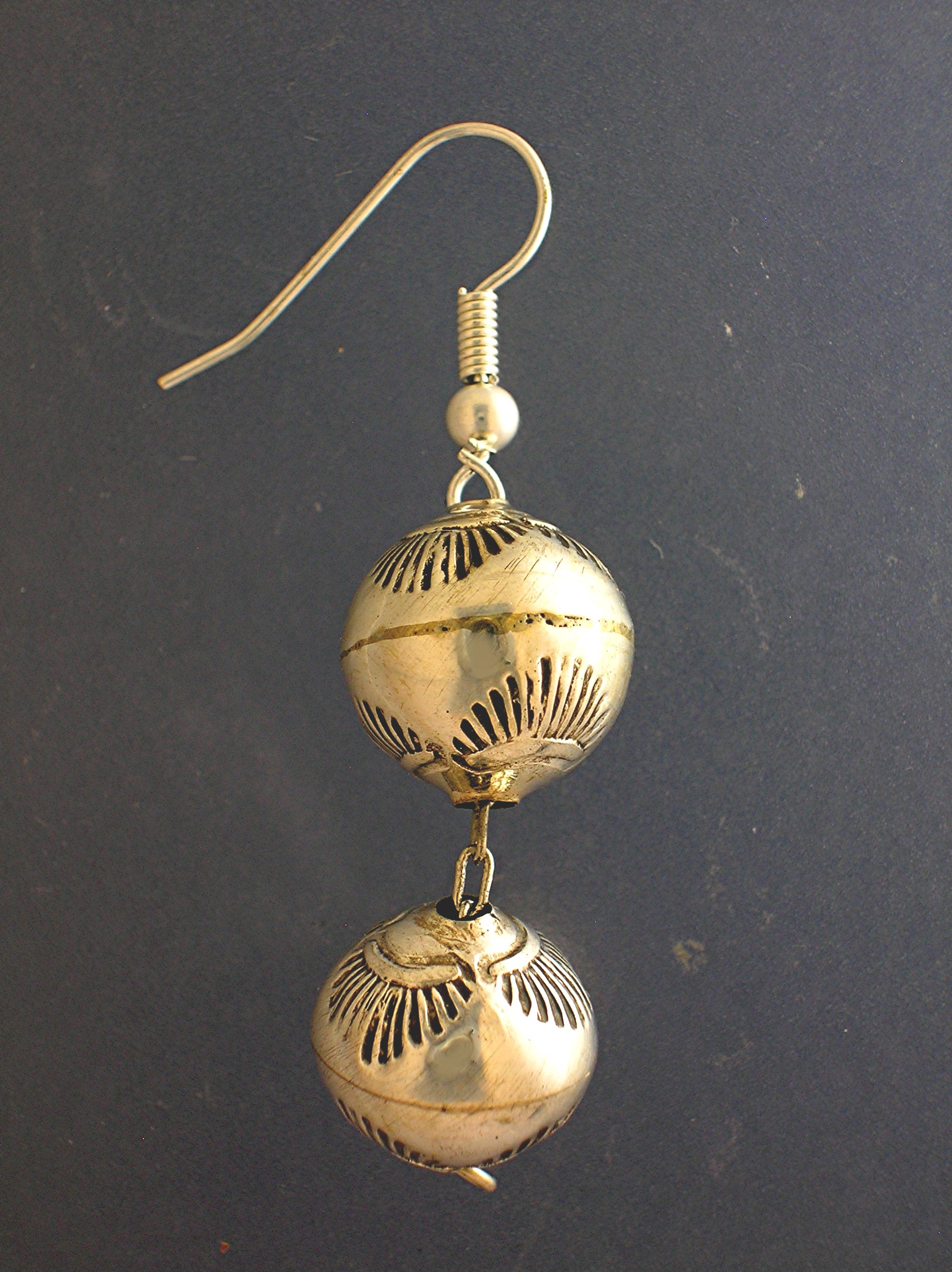 Navajo Pearls Sterling Silver Bead Earrings 1 3/4 Inch