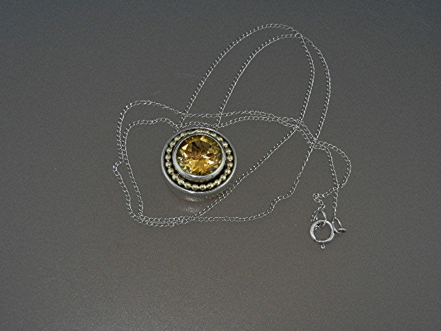 14K Gold Sterling Silver Citrine Necklace AU