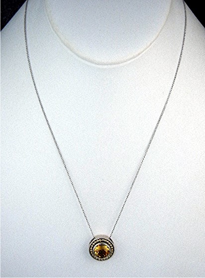 14K Gold Sterling Silver Citrine Necklace AU