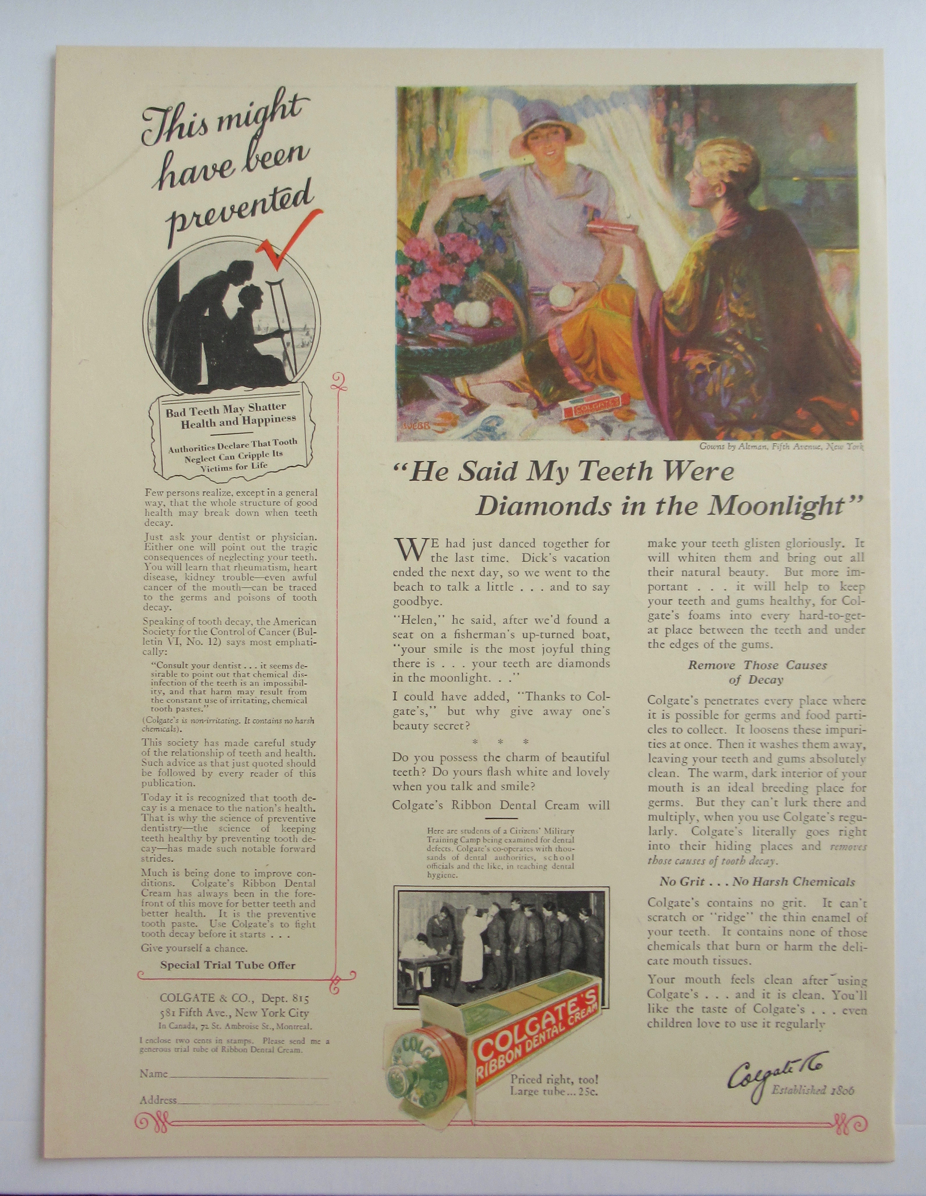 1926 Colgate Ribbon Dental Cream w Two Women Talking