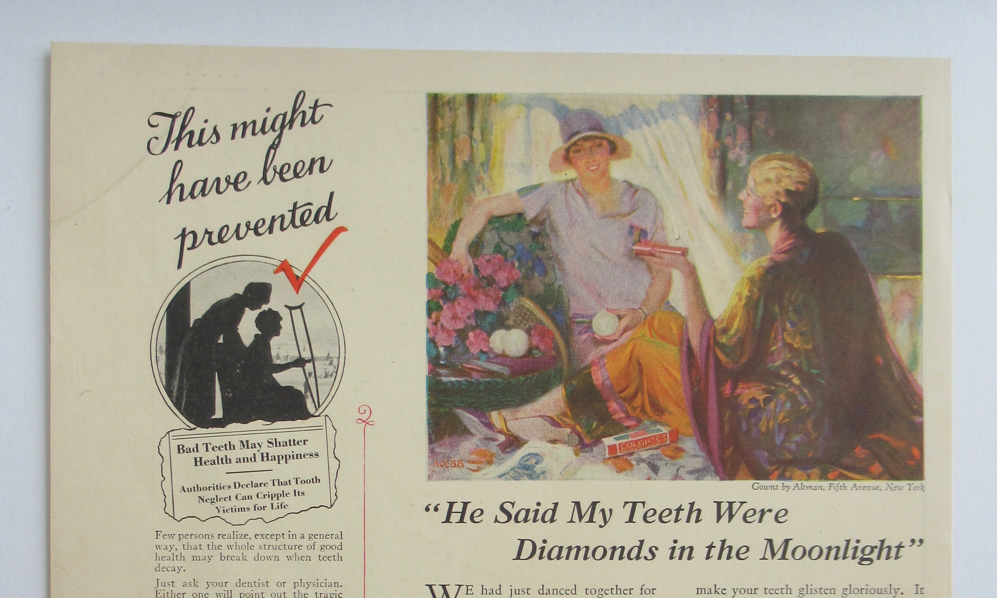 1926 Colgate Ribbon Dental Cream w Two Women Talking
