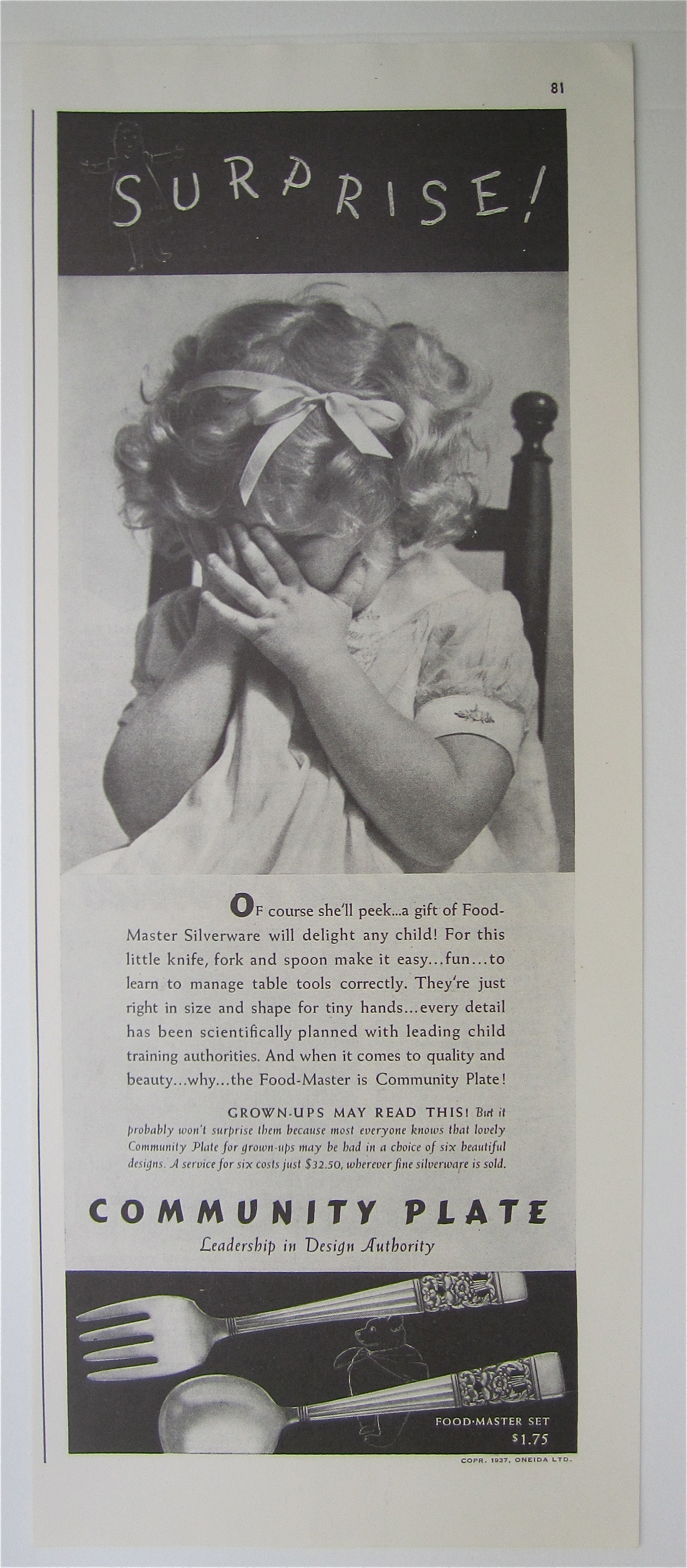 1937 Community Plate with Little Bashful Girl