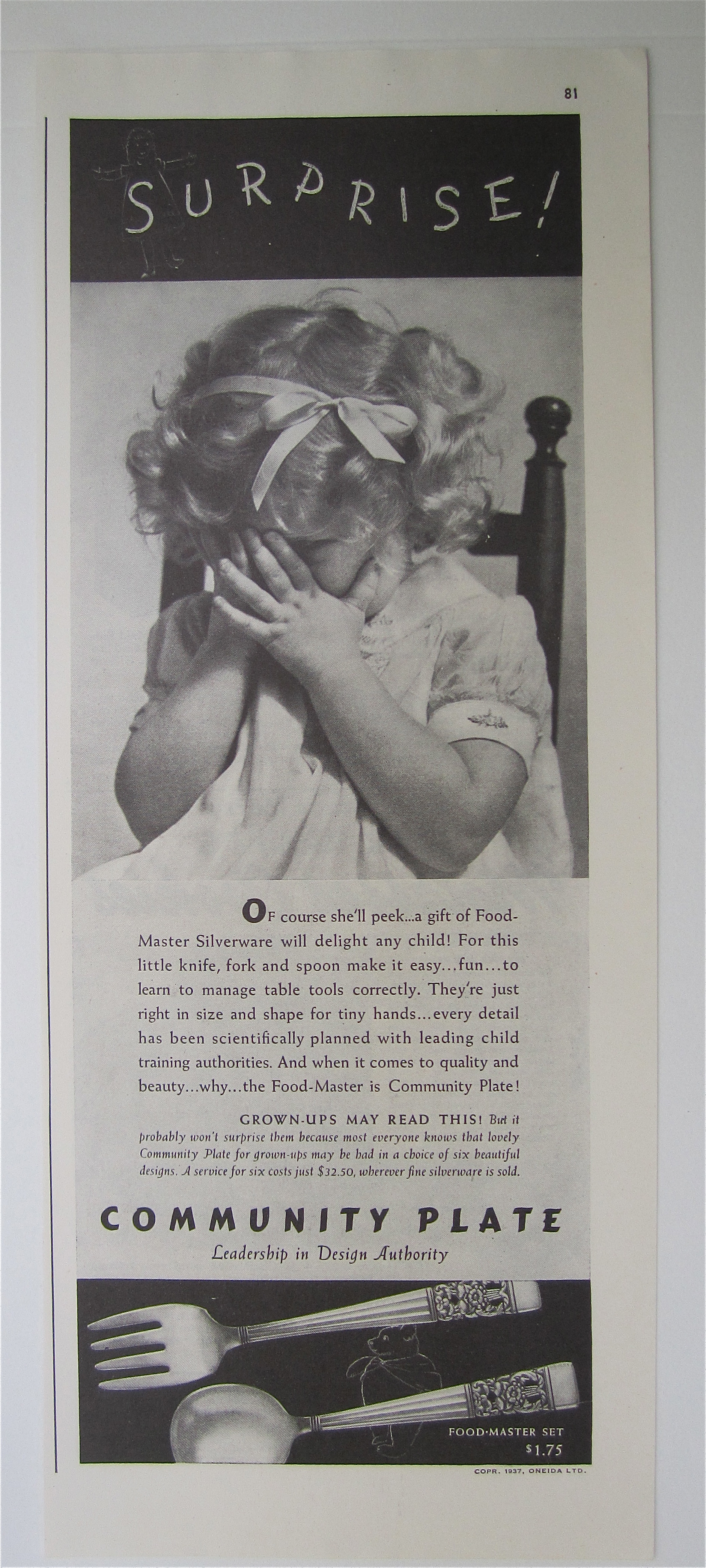 1937 Community Plate with Little Bashful Girl