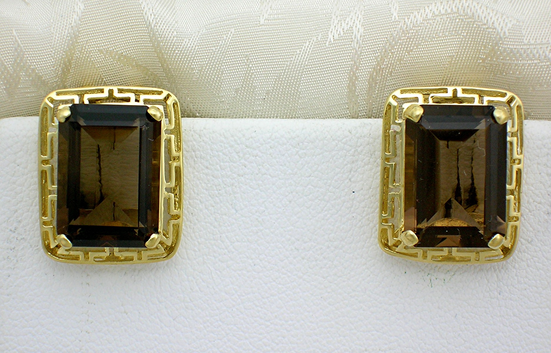 Earrings 14K Gold Smoky Topaz French Clip Post