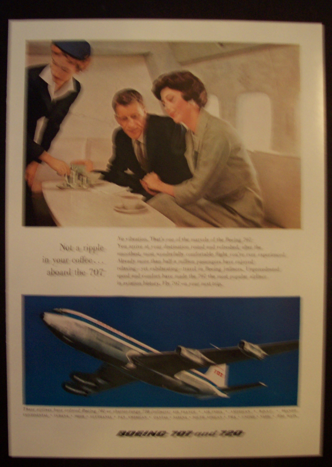1959 Boeing 707 & 720 with Stewardess Serving People