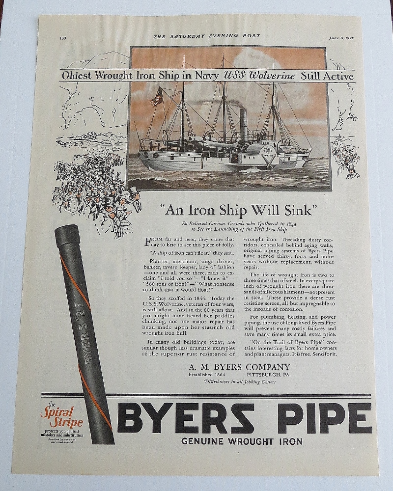 1927 Byers Pipe With An Iron Ship