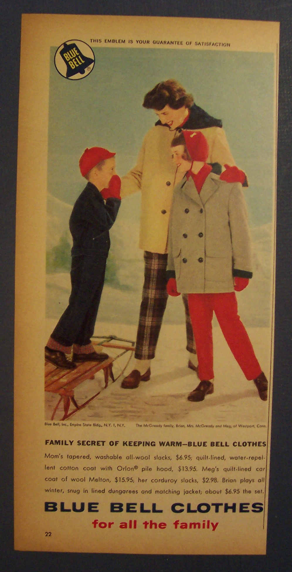1959 Blue Bell Clothes with Woman & Children
