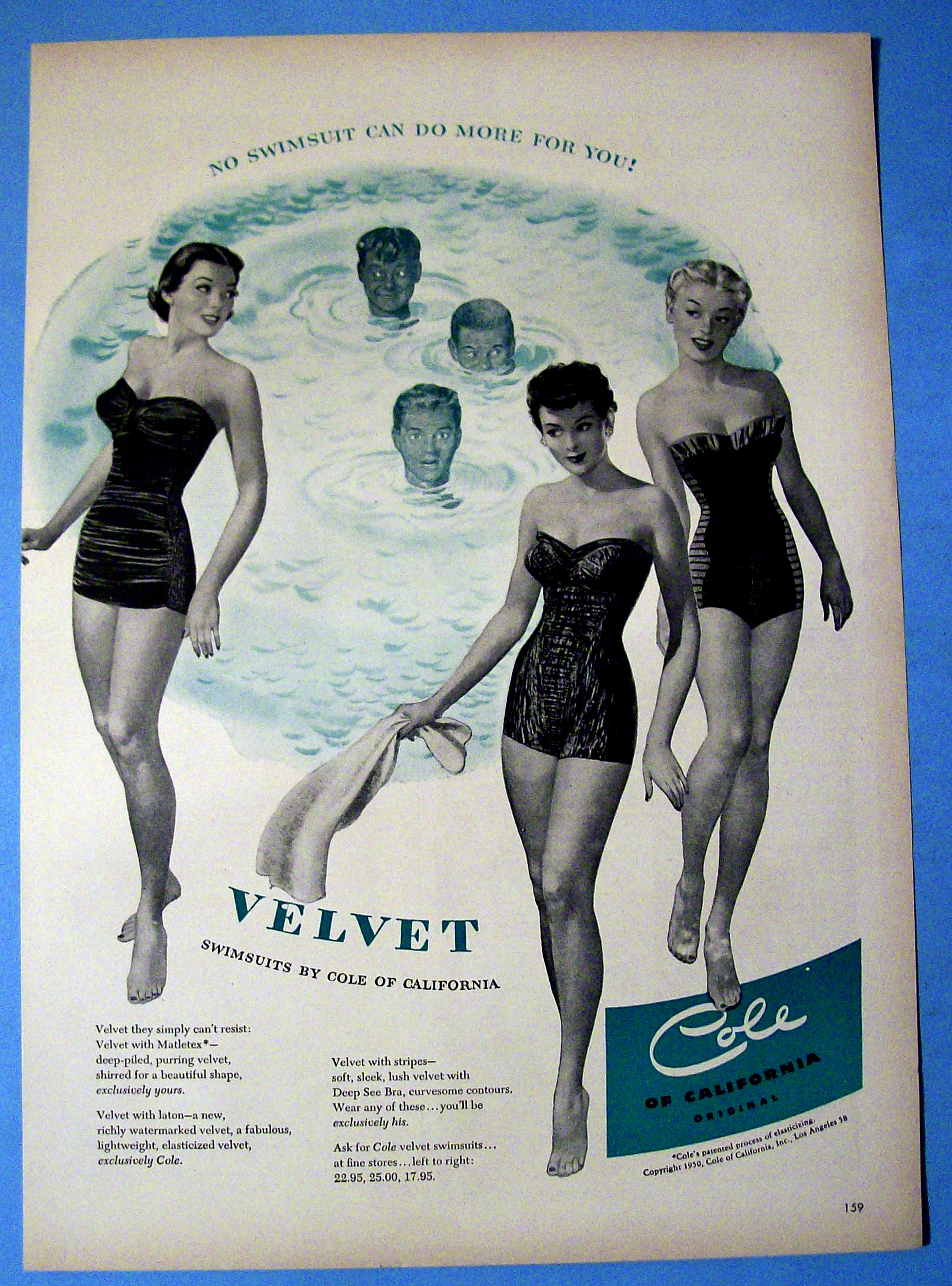 Vintage Ad: 1950 Velvet Swimsuits By Cole Of California