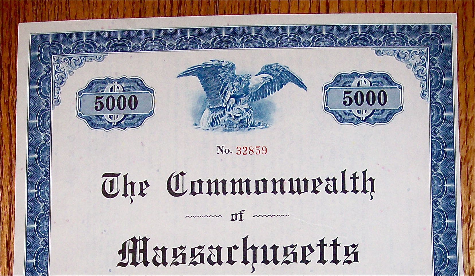 1975 Commonwealth Of Massachusetts $5000 Bond