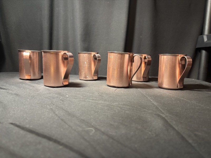 Vintage Color Craft Copper-Tone Aluminum Mugs - Set of 6