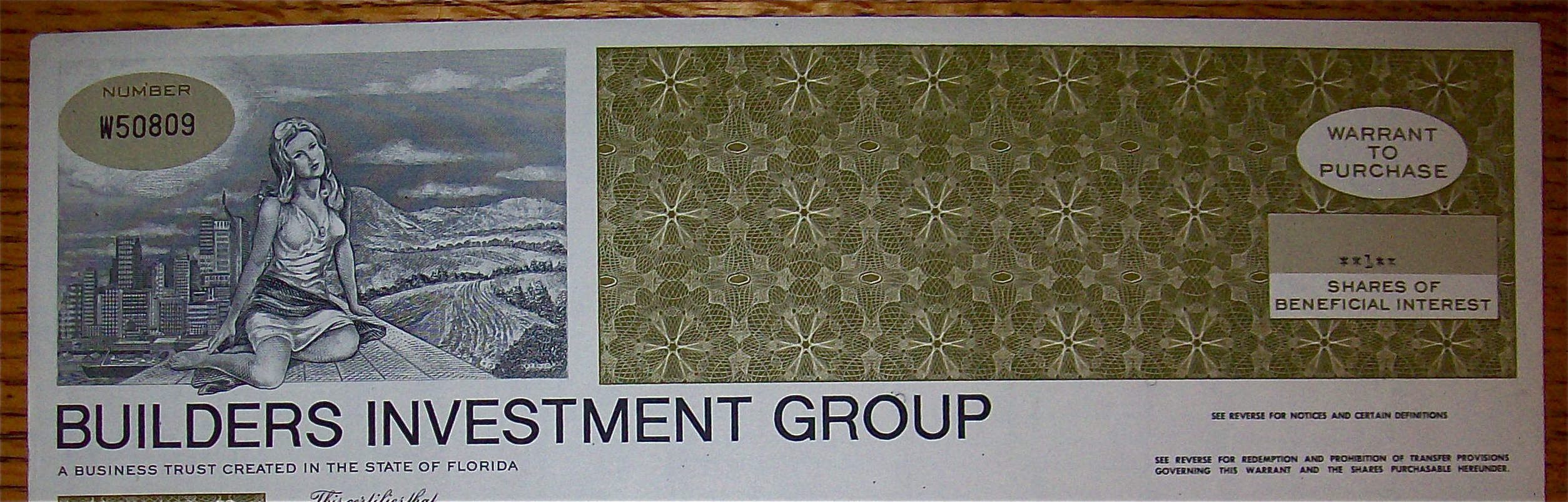1974 Builders Investment Group Warrant