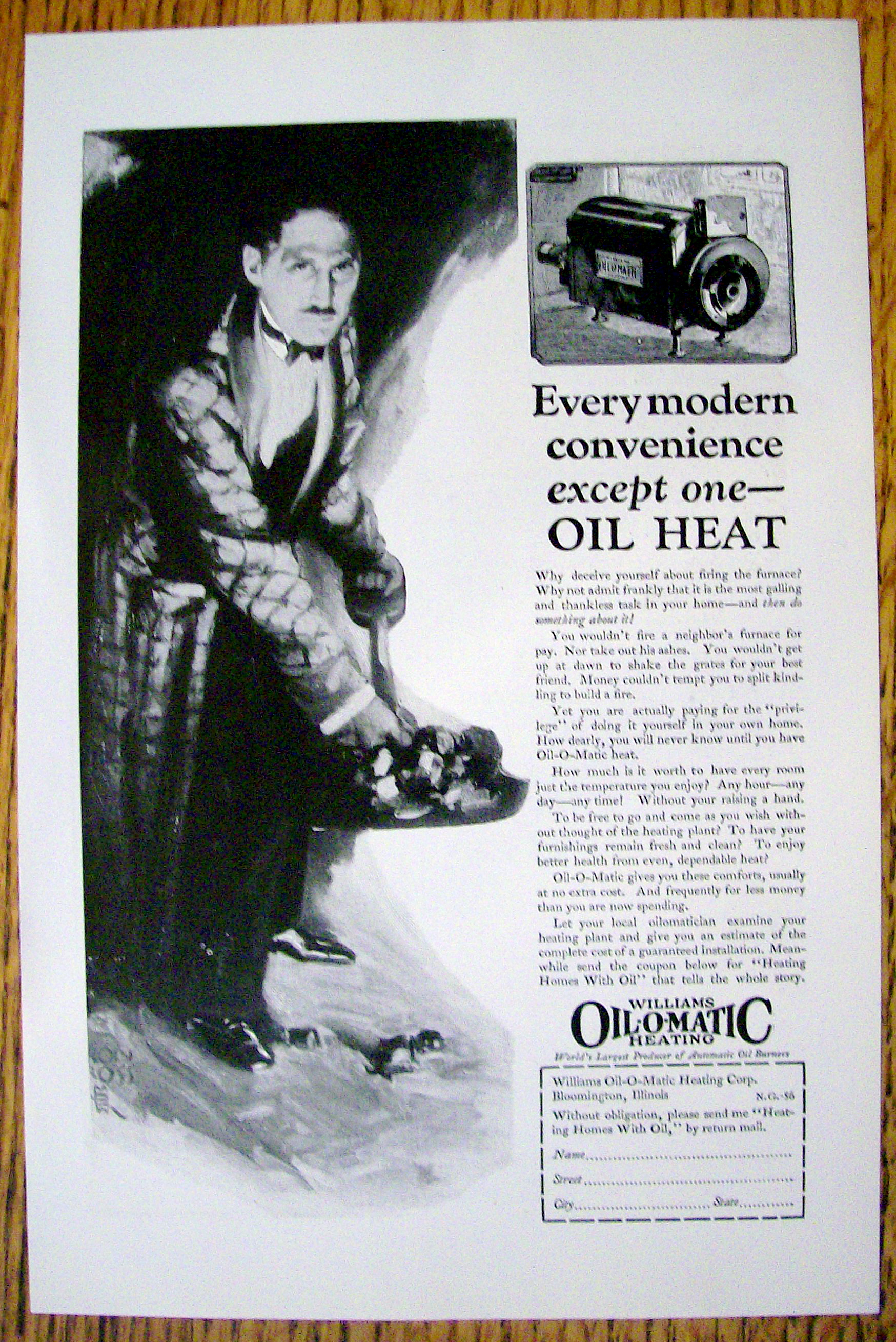 1926 Williams Oil O Matic Heating with Man Shoveling