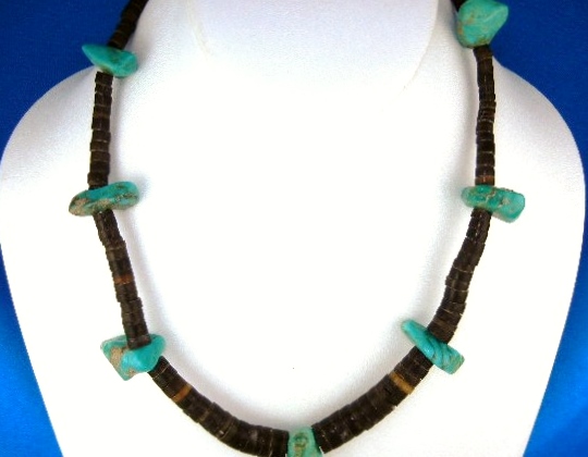Native American Turquoise Heishi Sterling Silver