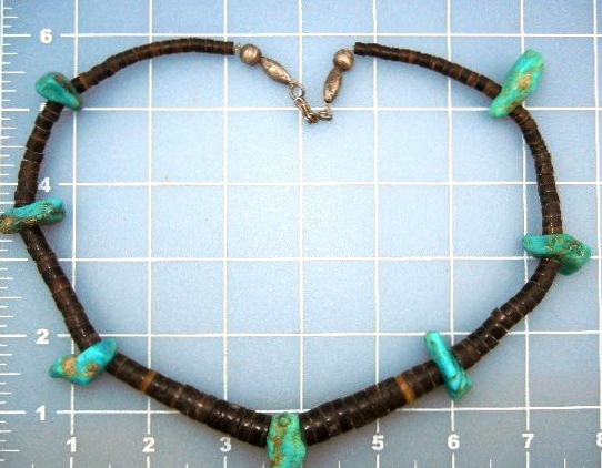 Native American Turquoise Heishi Sterling Silver