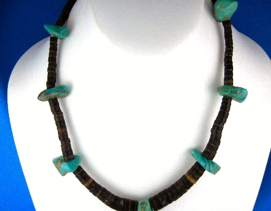 Native American Turquoise Heishi Sterling Silver