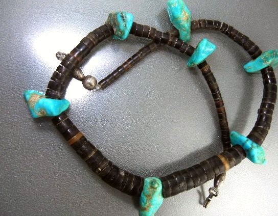 Native American Turquoise Heishi Sterling Silver