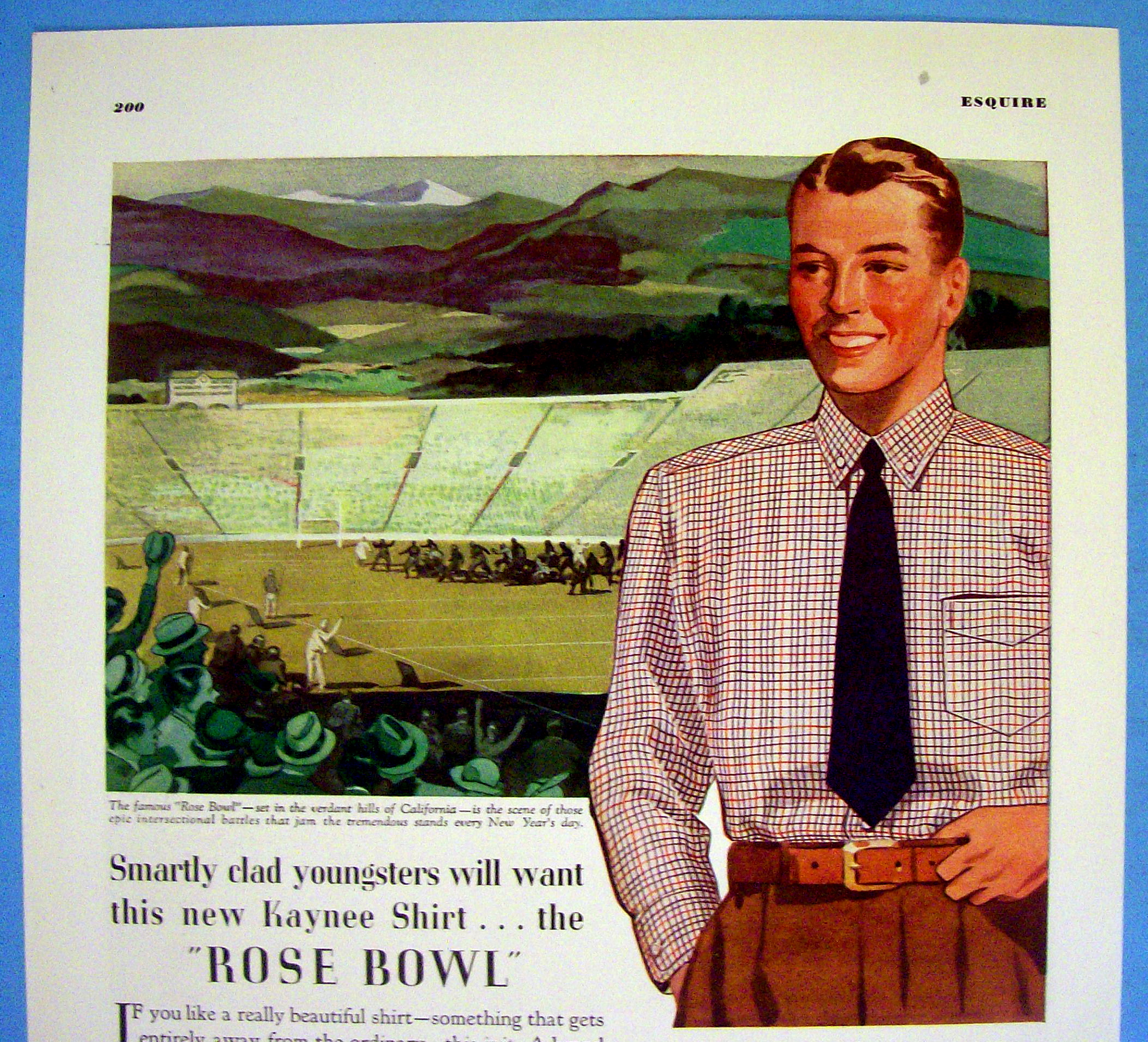 1936 Kaynee Rose Bowl Shirt with Rose Bowl & Man