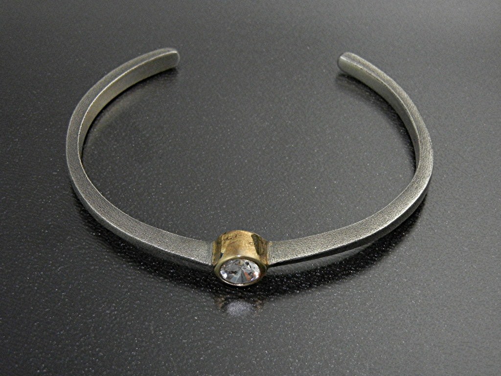 Bracelet Sterling Silver Gold Vermeil CZ Cuff