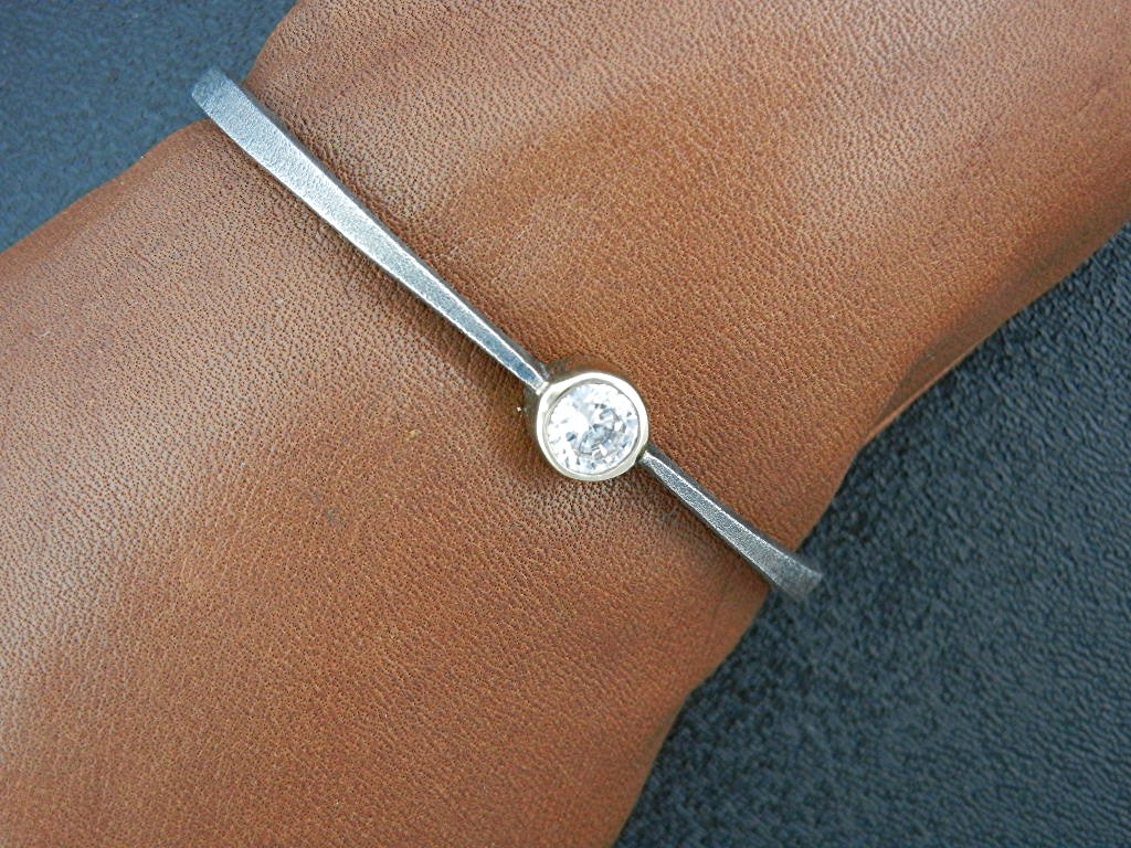 Bracelet Sterling Silver Gold Vermeil CZ Cuff