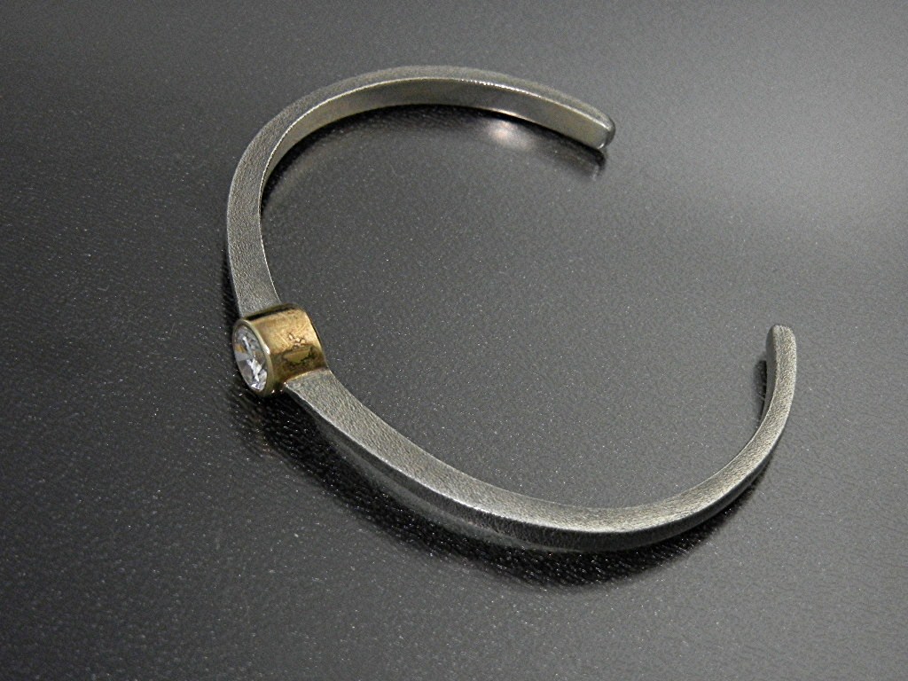 Bracelet Sterling Silver Gold Vermeil CZ Cuff