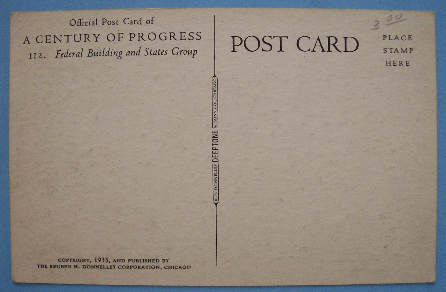 Federal Building & States Group Postcard (Chicago Fair)
