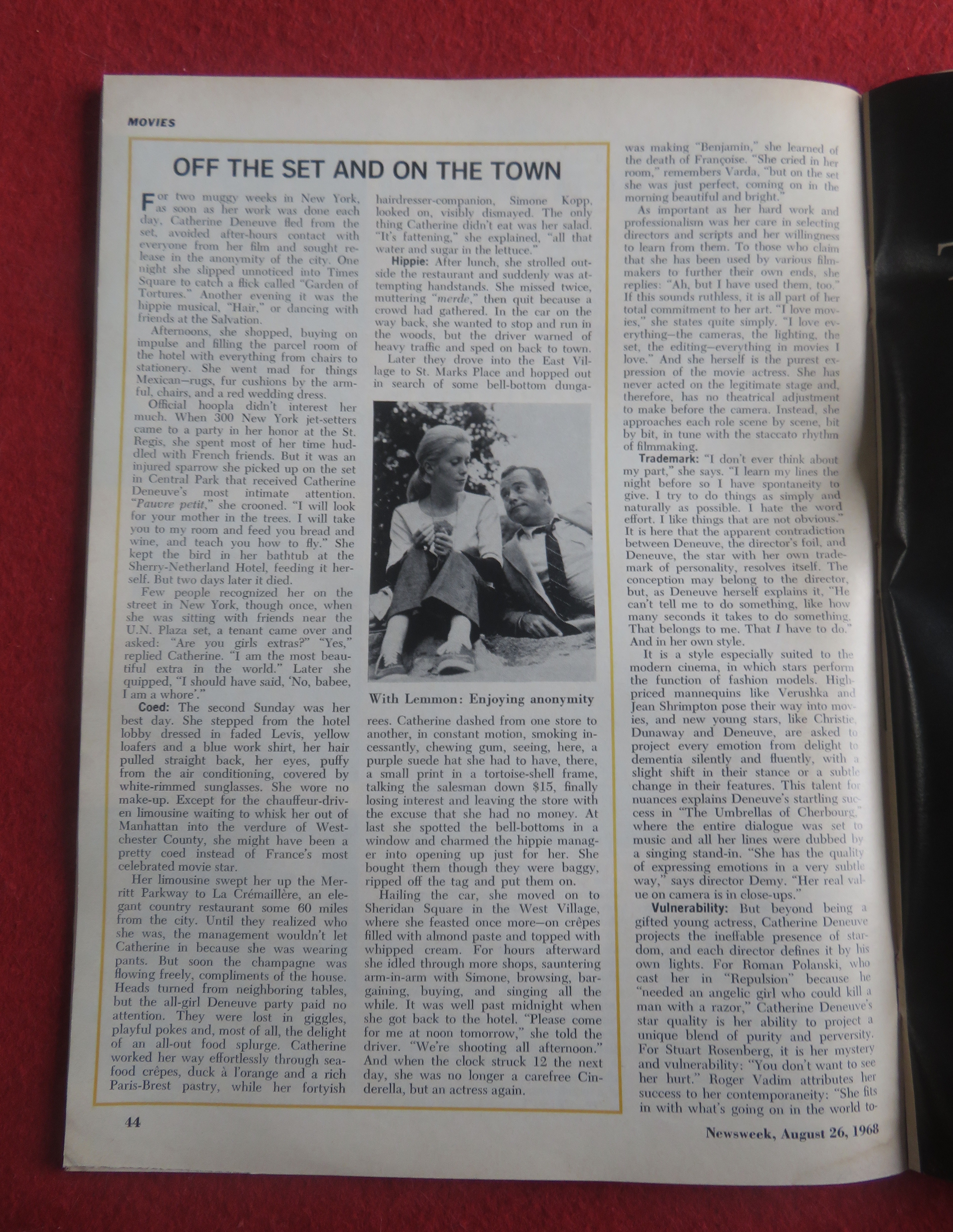 Newsweek Magazine August 26, 1968 Catherine Deneuve