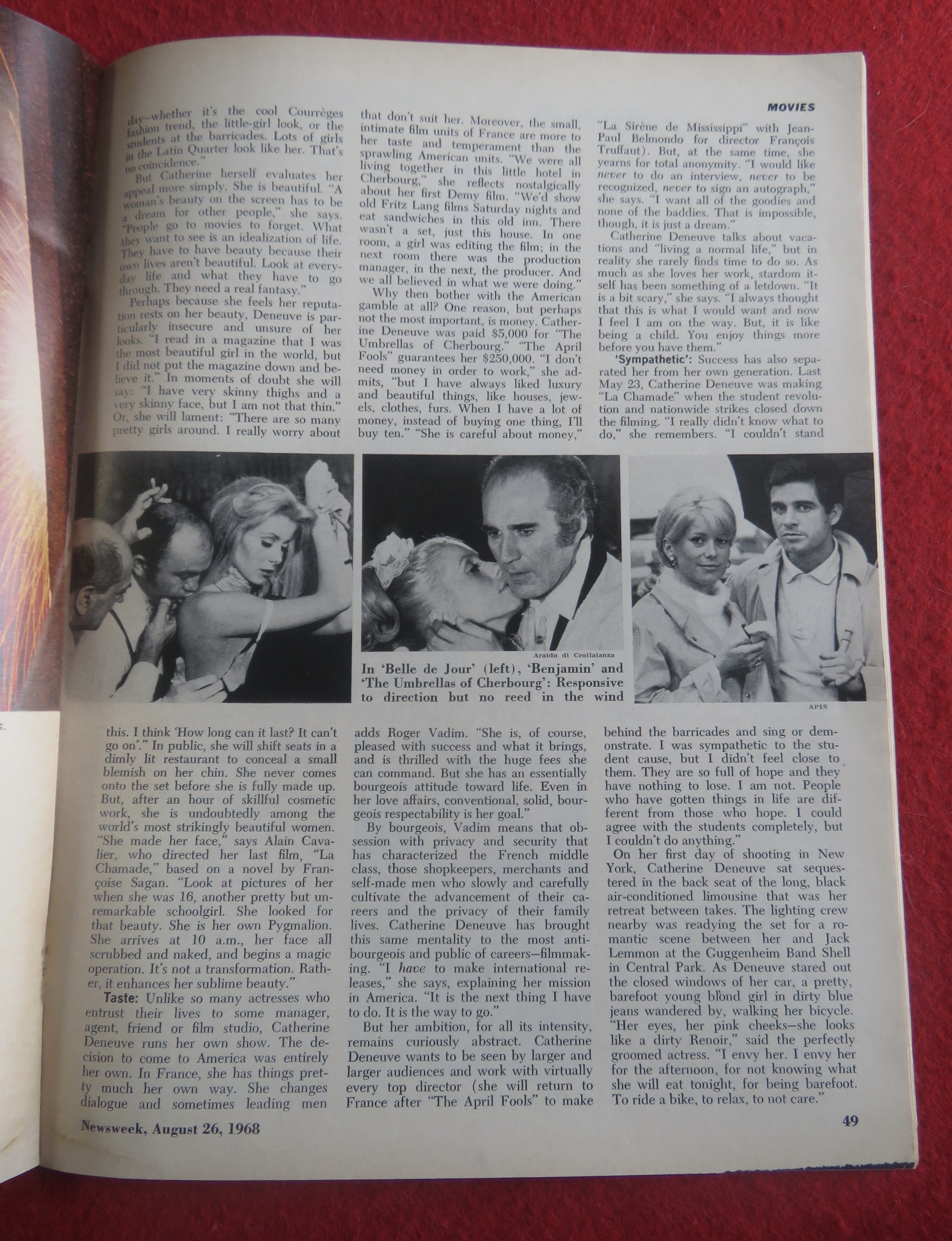 Newsweek Magazine August 26, 1968 Catherine Deneuve