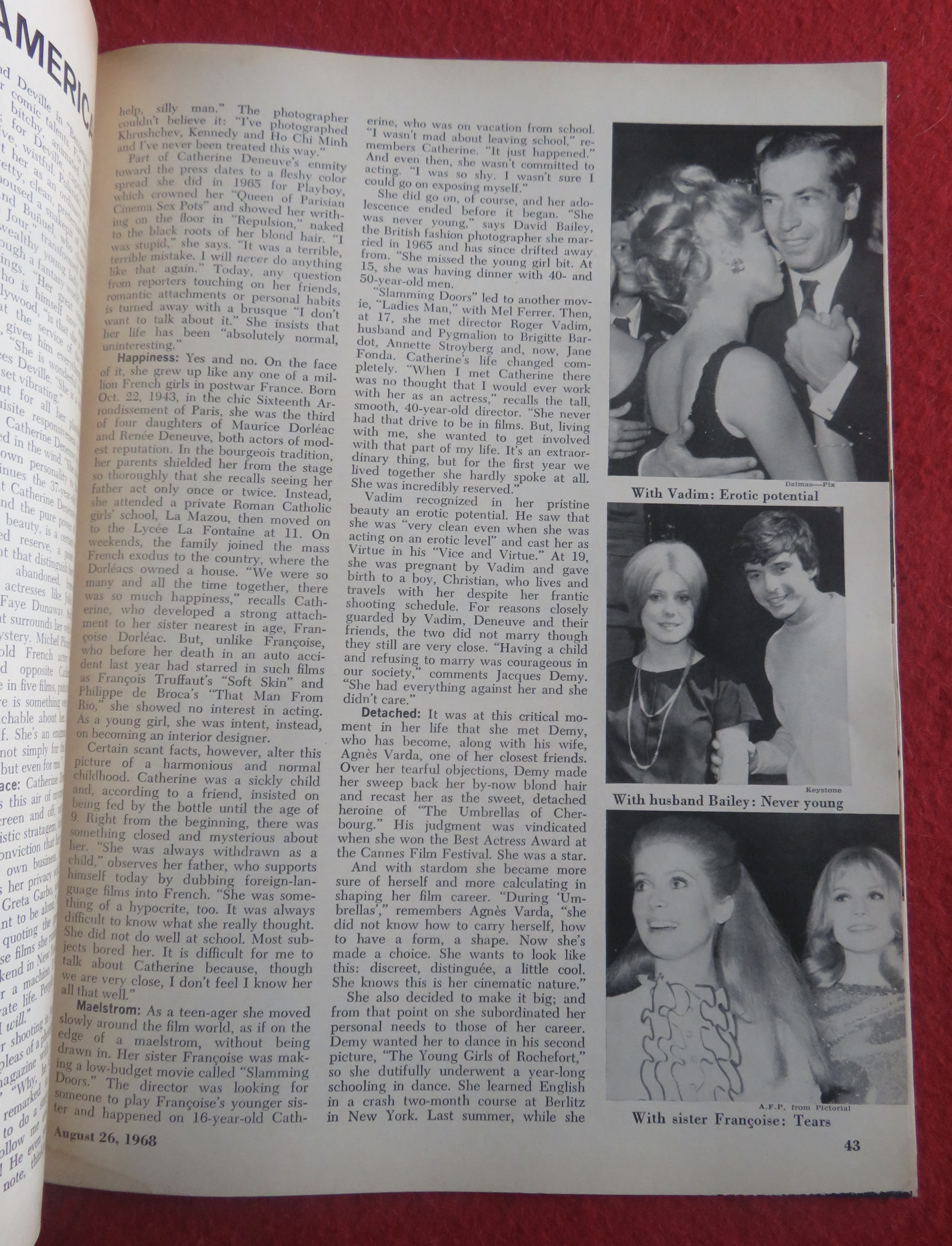 Newsweek Magazine August 26, 1968 Catherine Deneuve