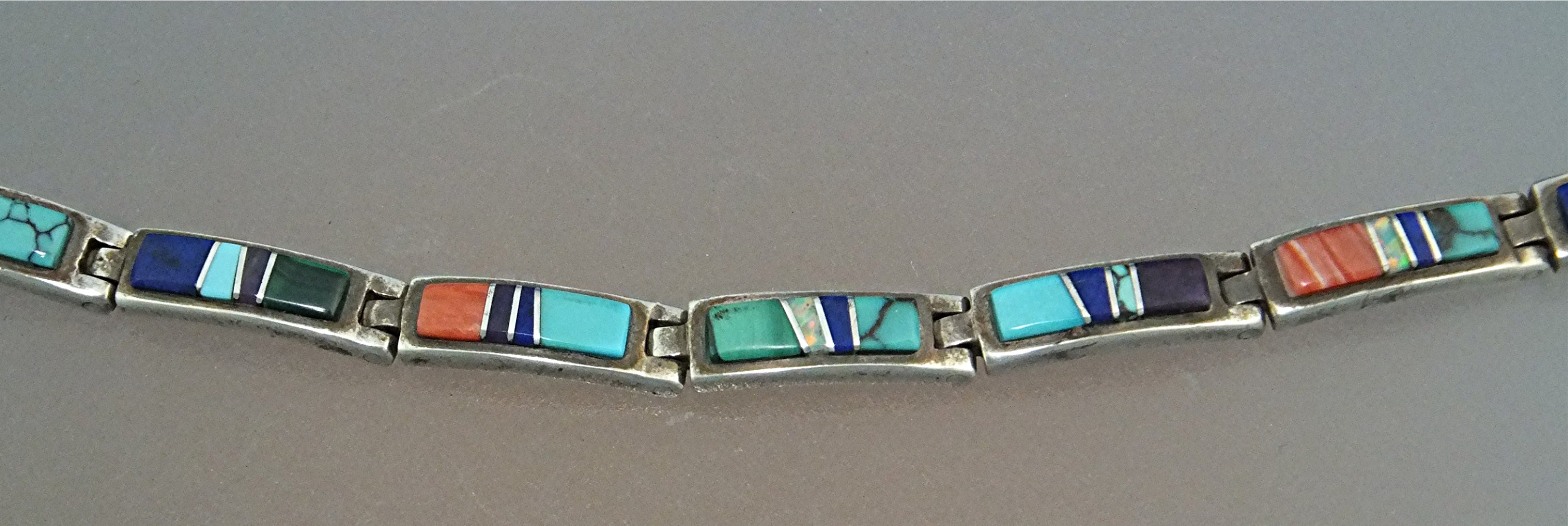 CALVIN BEGAY Sterling Silver Turquoise Opal Inlay Brace