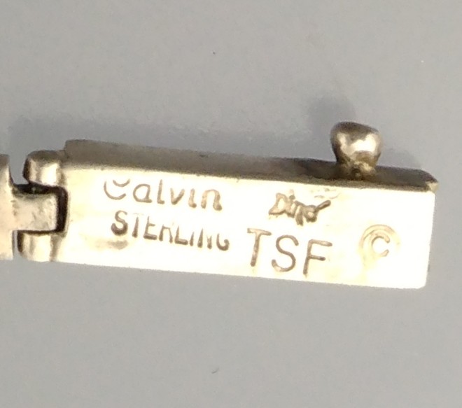 CALVIN BEGAY Sterling Silver Turquoise Opal Inlay Brace