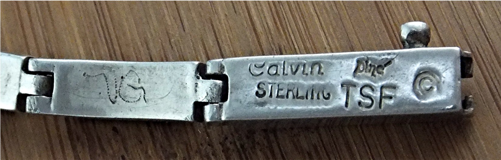 CALVIN BEGAY Sterling Silver Turquoise Opal Inlay Brace